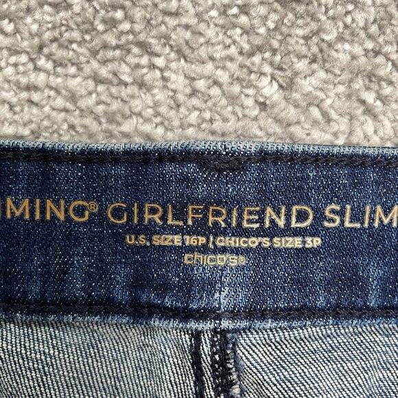 Chico's So Slimming Girlfriend Slim Leg Crop Denim Jeans Womens 16P Blue 40x24 - Picture 7 of 16